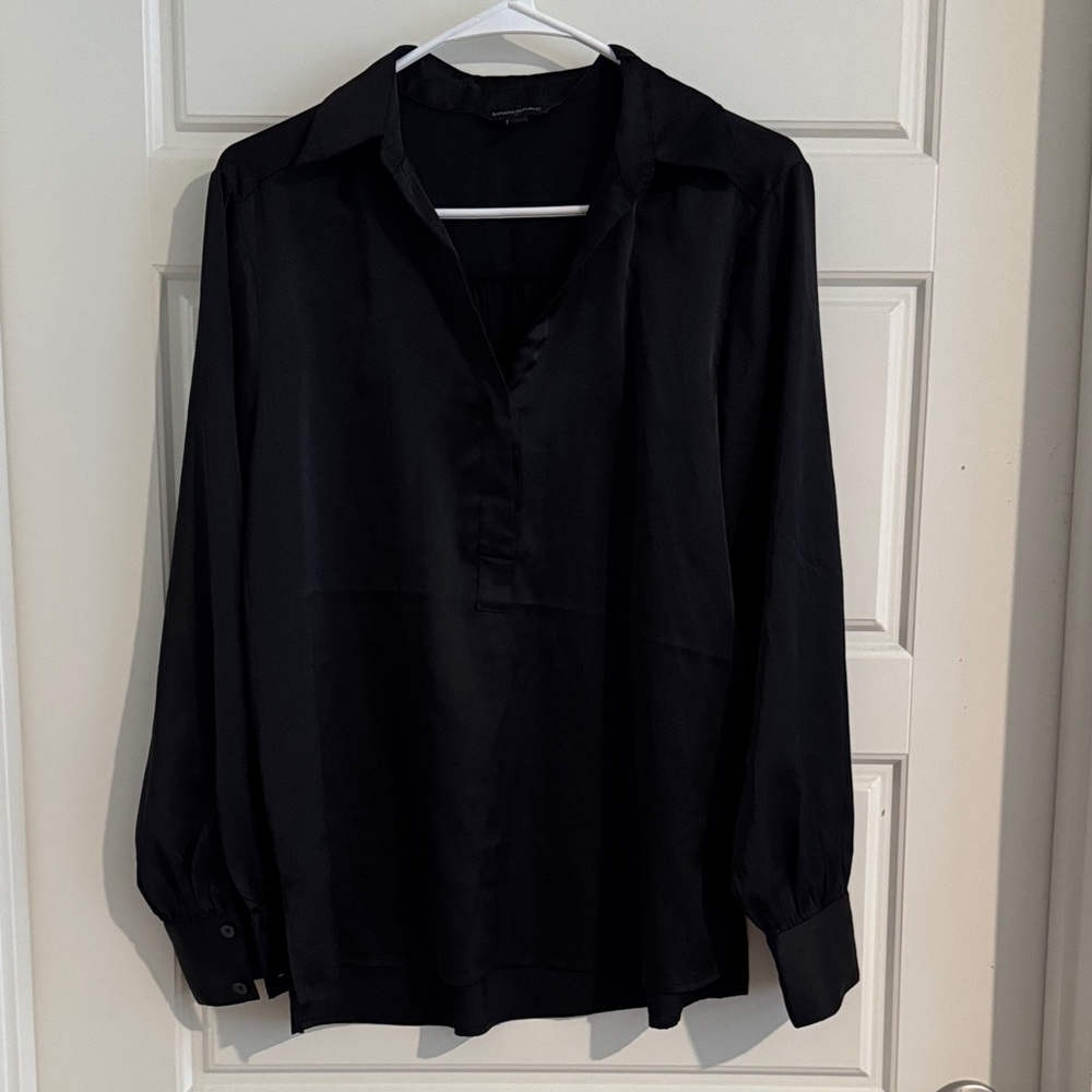 Black Satin Blouse/ Banana Republic Factory